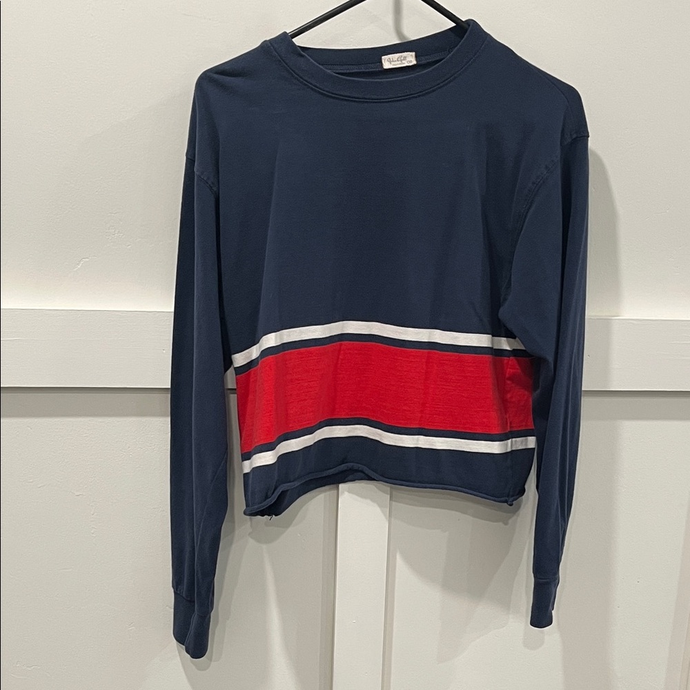 Brandy Melville Navy and Red Long Sleeve Tee